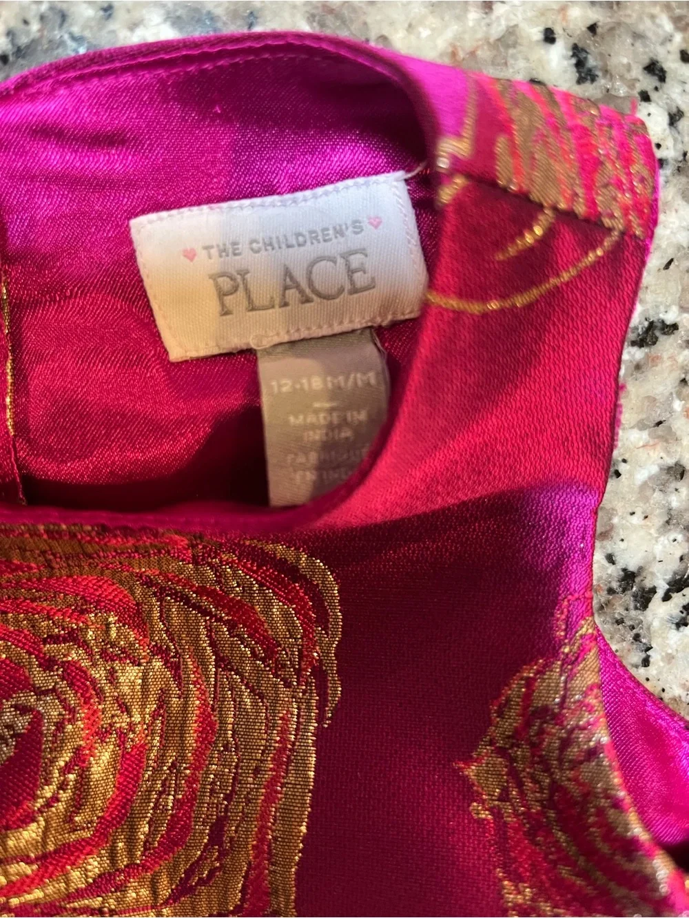The Children's Place Girls 12-18M Purple/Gold Floral Sleeveless Lined Dress
